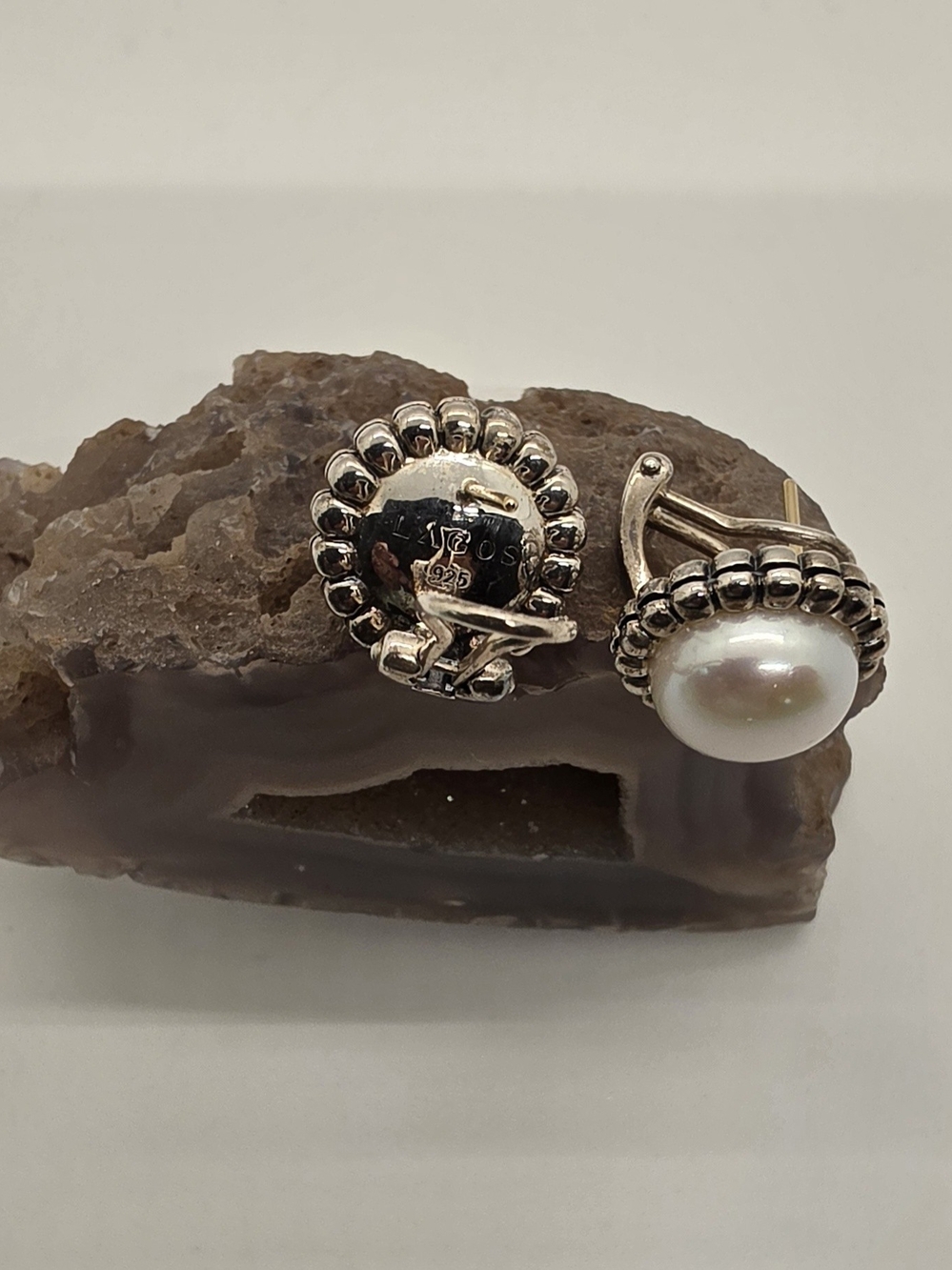 Fluted Pearl Stud Earrings